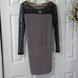 Light sheath dress with see through long sleeves